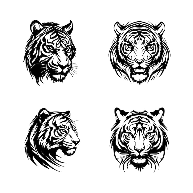 Liberte seu tigre interior com nossa coleção de silhuetas de logotipo de tigre