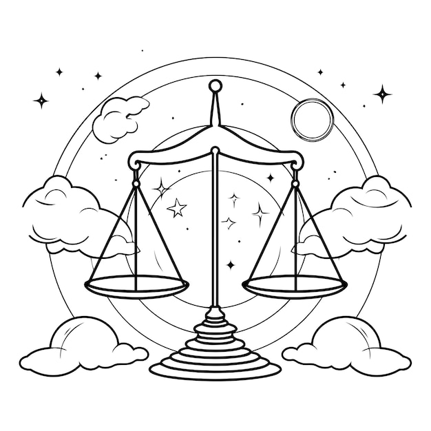 Vetor libra com design de lua e nuvens fantasia mágica conto de fadas infância e tema de astrologia ilustração vetorial