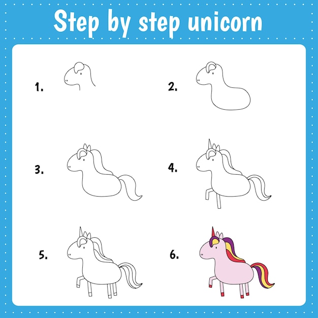 COMO DESENHAR UM UNICÓRNIO - HOW TO DRAW A UNICORN - CÓMO DIBUJAR UN  UNICORNIO 