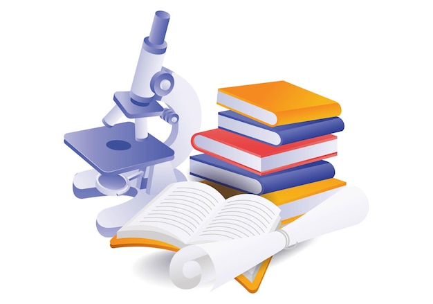 Lição de experiência com microscópio conceito de ilustração de laboratório escolar