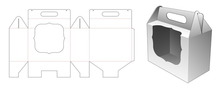 Vetor lidar com caixa de papelão com modelo de janela cortada