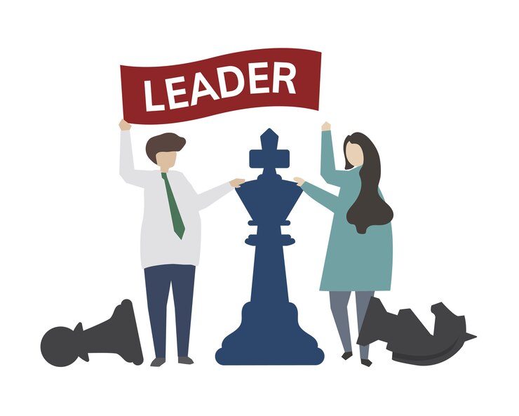 Vetor liderança com ilustração de conceito de estratégia de xadrez