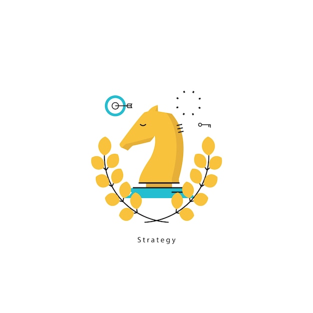 Liderança em negócios, planejamento estratégico e estratégia de negócios design de ilustração vetorial plana. Sucesso nos negócios, design de liderança para gráficos móveis e web