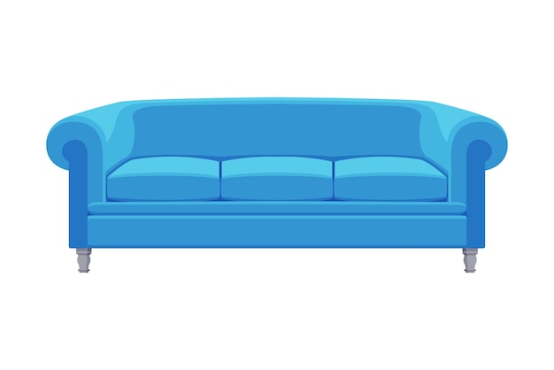 Vetor light blue comfortable sofa cozy móveis domésticos ou de escritório design de interiores modernos ilustração vetorial plana em fundo branco