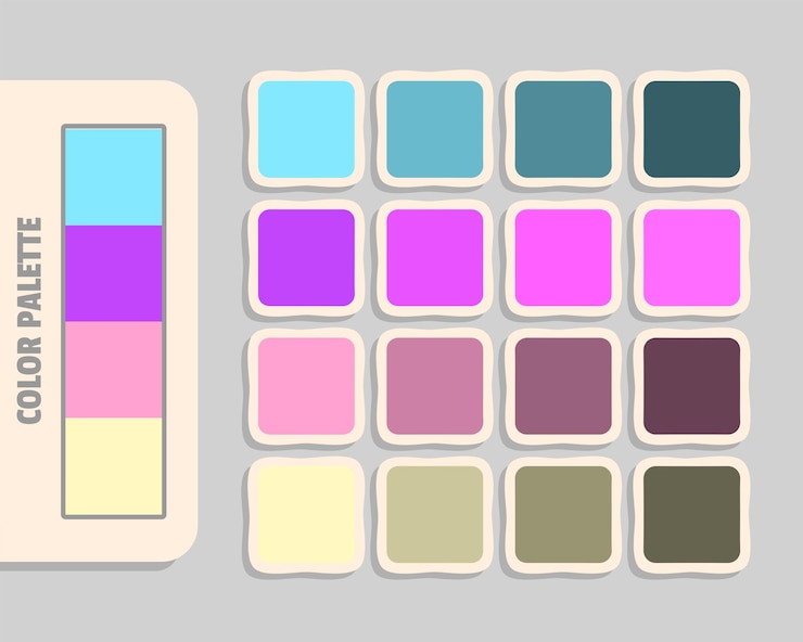 Vetor lightskyblue mediumorchid lightpink lemonchiffon paleta de cores rgb cores combinadas harmoniosas