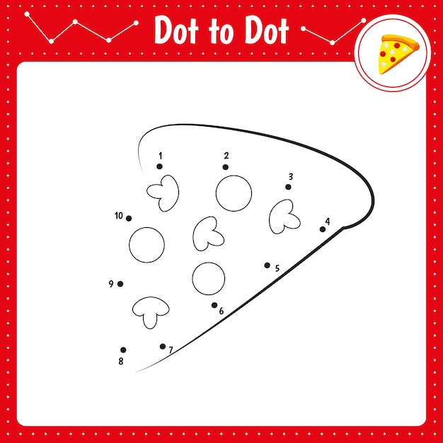 Ligue os pontos pizza dot to dot jogo educacional livro de colorir para crianças pré-escolares planilha