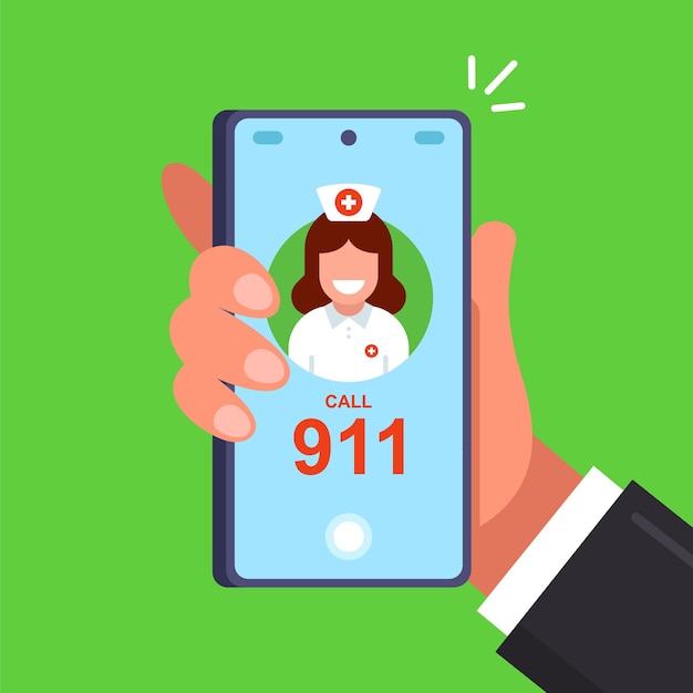 Ligue para o 911 para chamar um médico. ilustração vetorial plana.