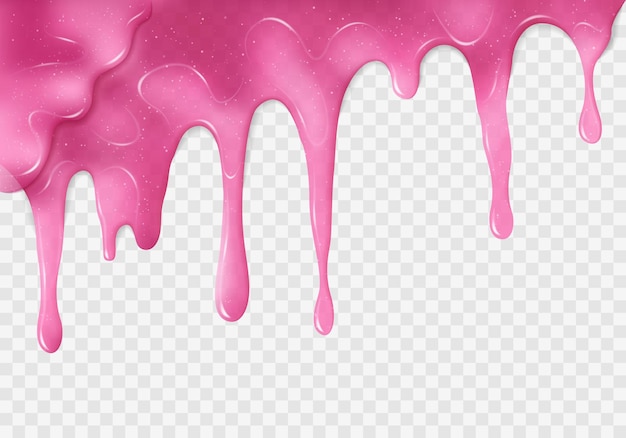 Limão rosa brilhante a gotejar com brilho cintilante com um muco de textura pegajosa transparente
