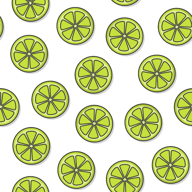 Lime fruit seamless pattern em uma ilustração de tema de limão fatia de fundo branco