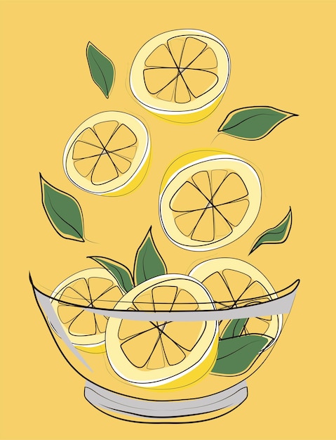 Limões frescos em um prato isolado no fundo amarelo