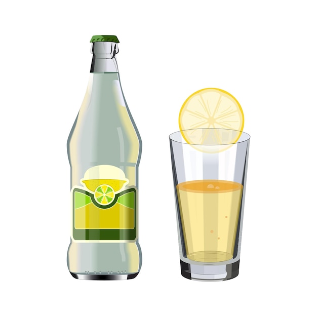Vetor limonada em uma garrafa e copo