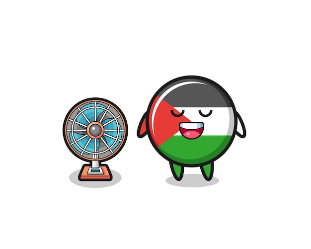 Linda bandeira da palestina está de pé na frente do ventilador