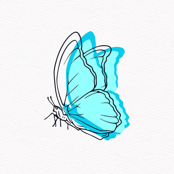 Vetor linda borboleta fofa desenho clipart com fundo abstrato