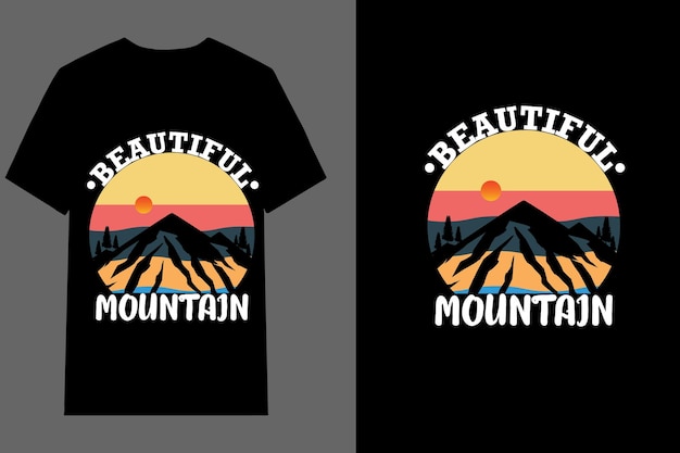 Linda camiseta de montanha design paisagem retrô vintage