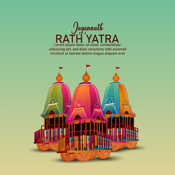 Linda carruagem para feliz rath yatra com lord jagannath balabhadra e ilustração vetorial subhadra