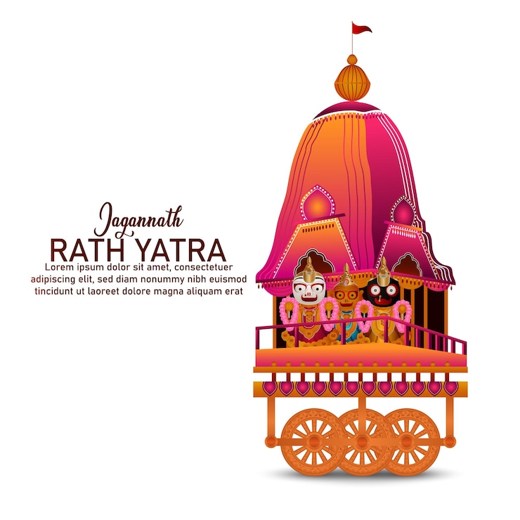 Linda carruagem para feliz rath yatra com lord jagannath balabhadra e ilustração vetorial subhadra