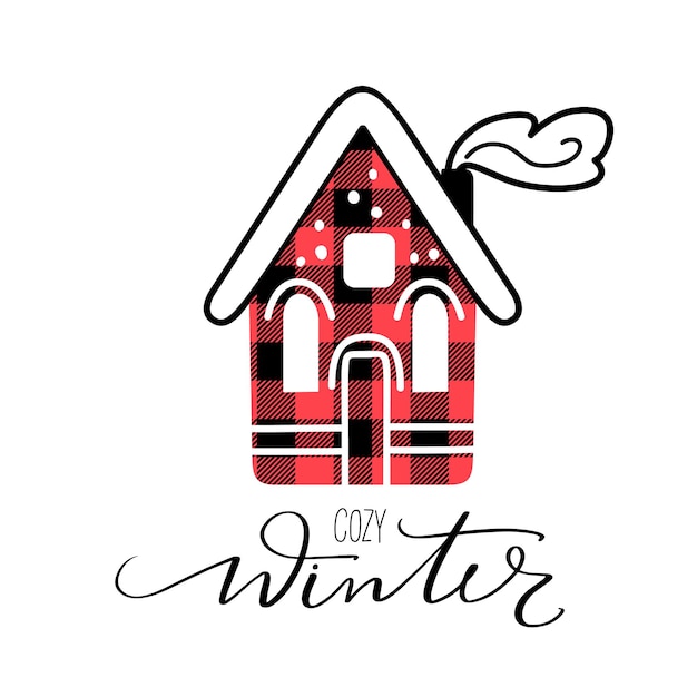 Vetor linda casa de natal. ilustração vetorial cozy winter