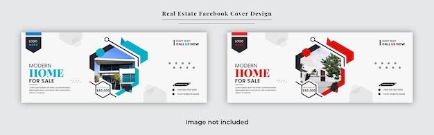 Vetor linda casa para venda e venda de imóveis e aluguel de design de banner de capa do facebook com formas criativas