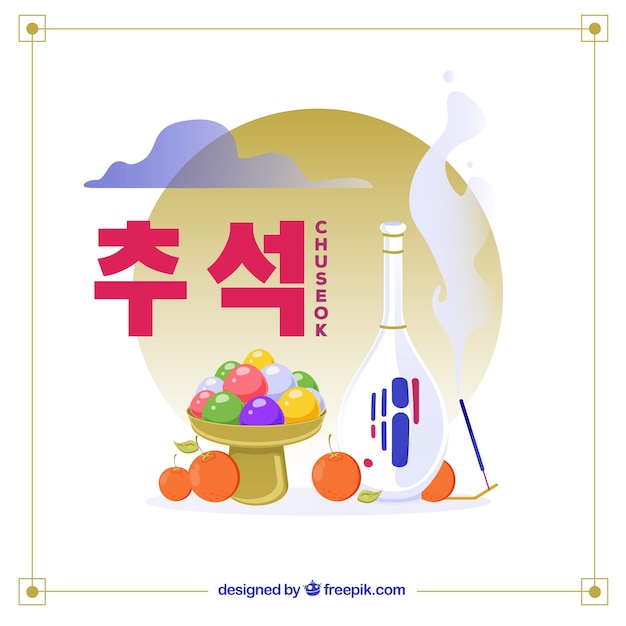 Linda composição chuseok com design plano