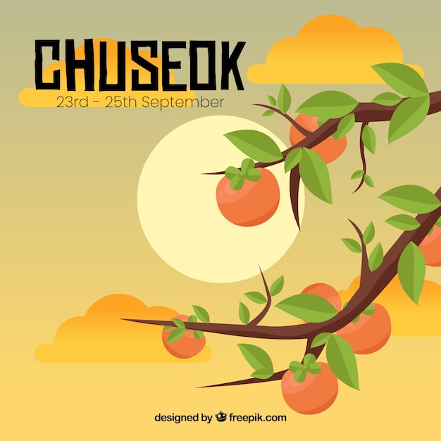 Linda composição chuseok com design plano