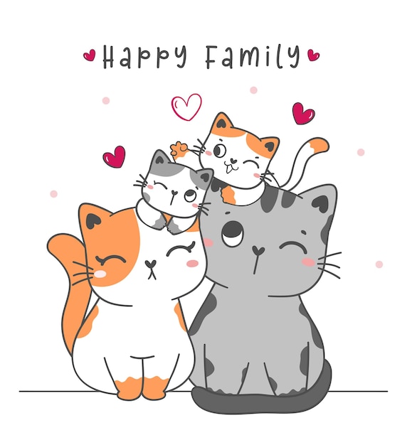 Família de Gatos - Aniversário da Gatinha Desenho Animado em Português  Brasil 