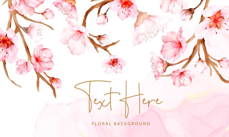 linda flor de cerejeira aquarela fundo floral