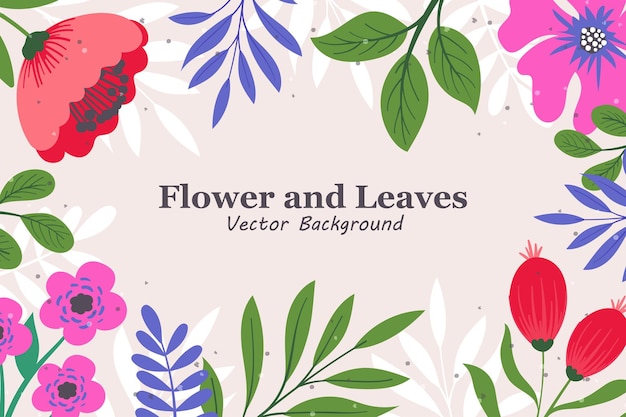 Linda flor e design de fundo de quadro de folhas