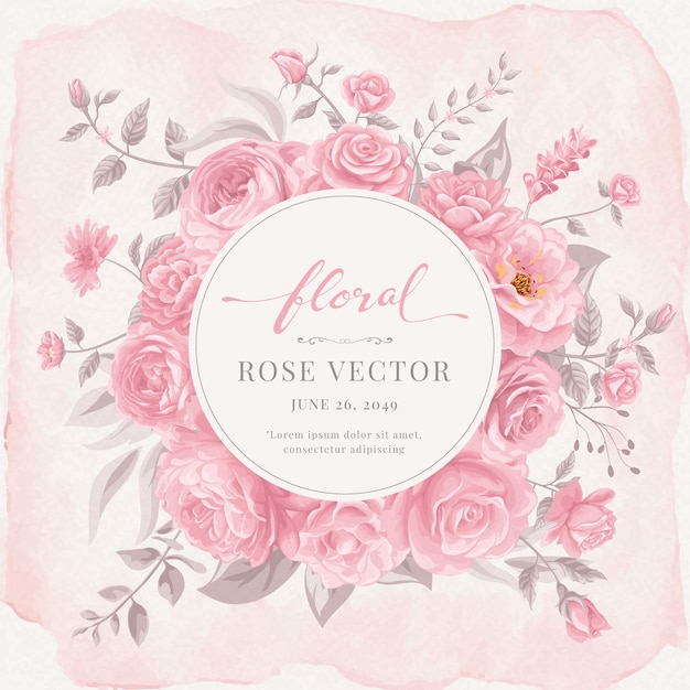 Linda flor rosa e ilustração digital pintada de folha botânica para o dia dos namorados de casamento de amor ou cartão de saudação de design de convite de arranjo.