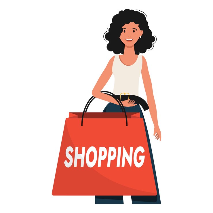 Vetor linda garota com compras
