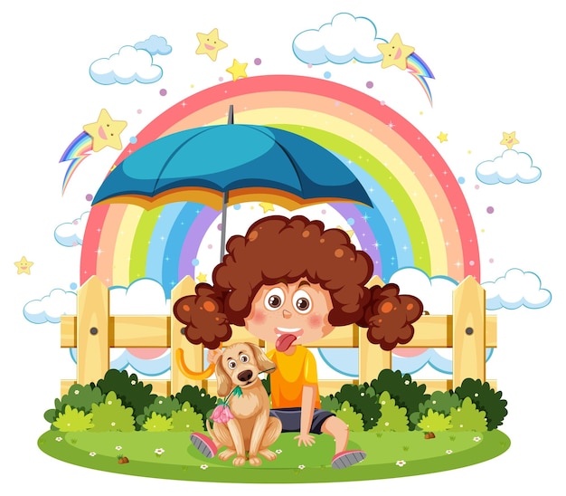 Linda garota com seu cachorro