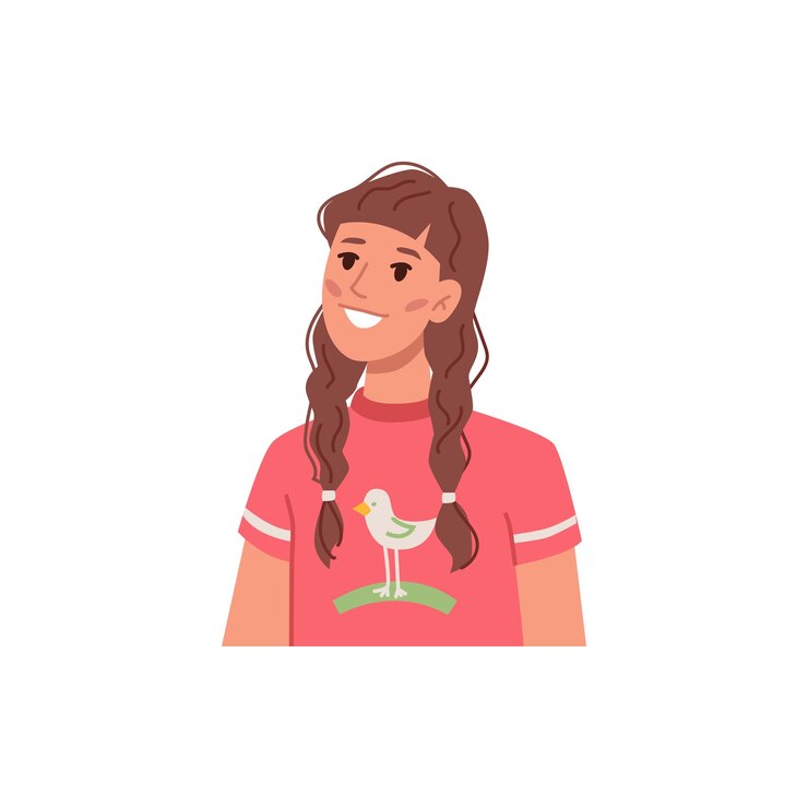 Vetor linda garota crianças avatar retrato de criança sorridente