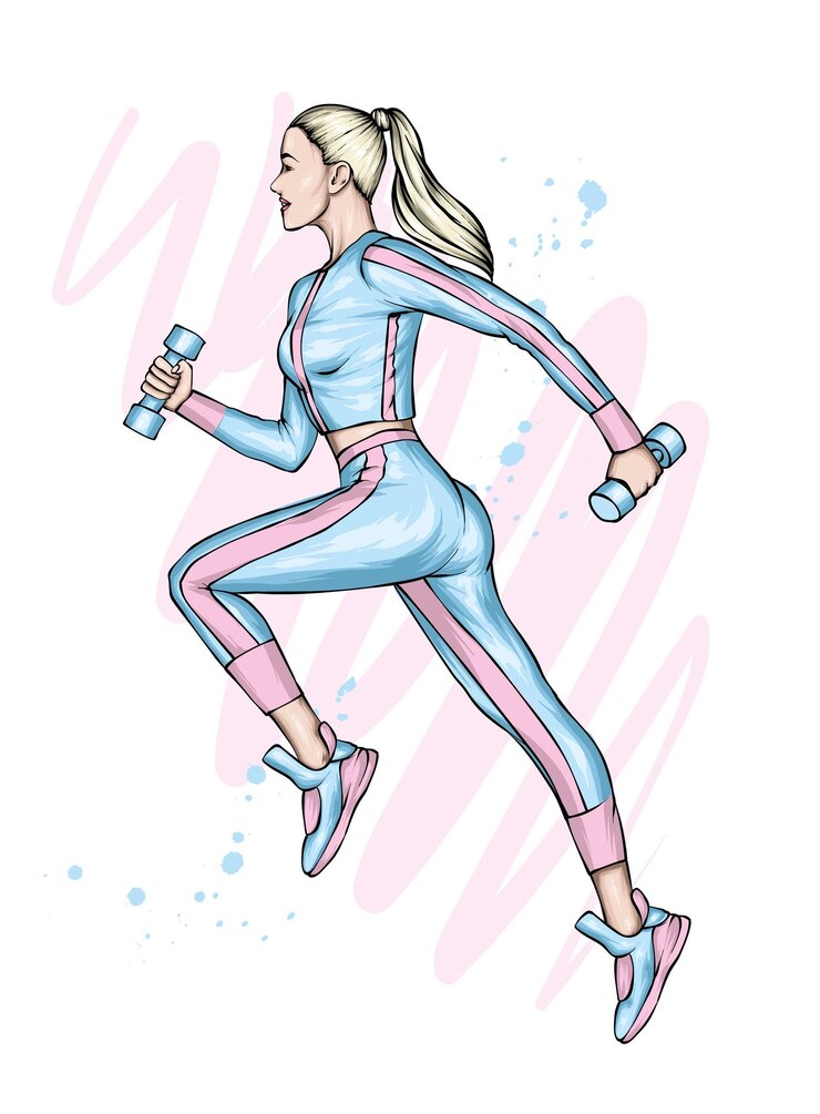 Vetor linda garota em roupas esportivas elegantes moda e estilo esportes ilustração vetorial para cartão postal
