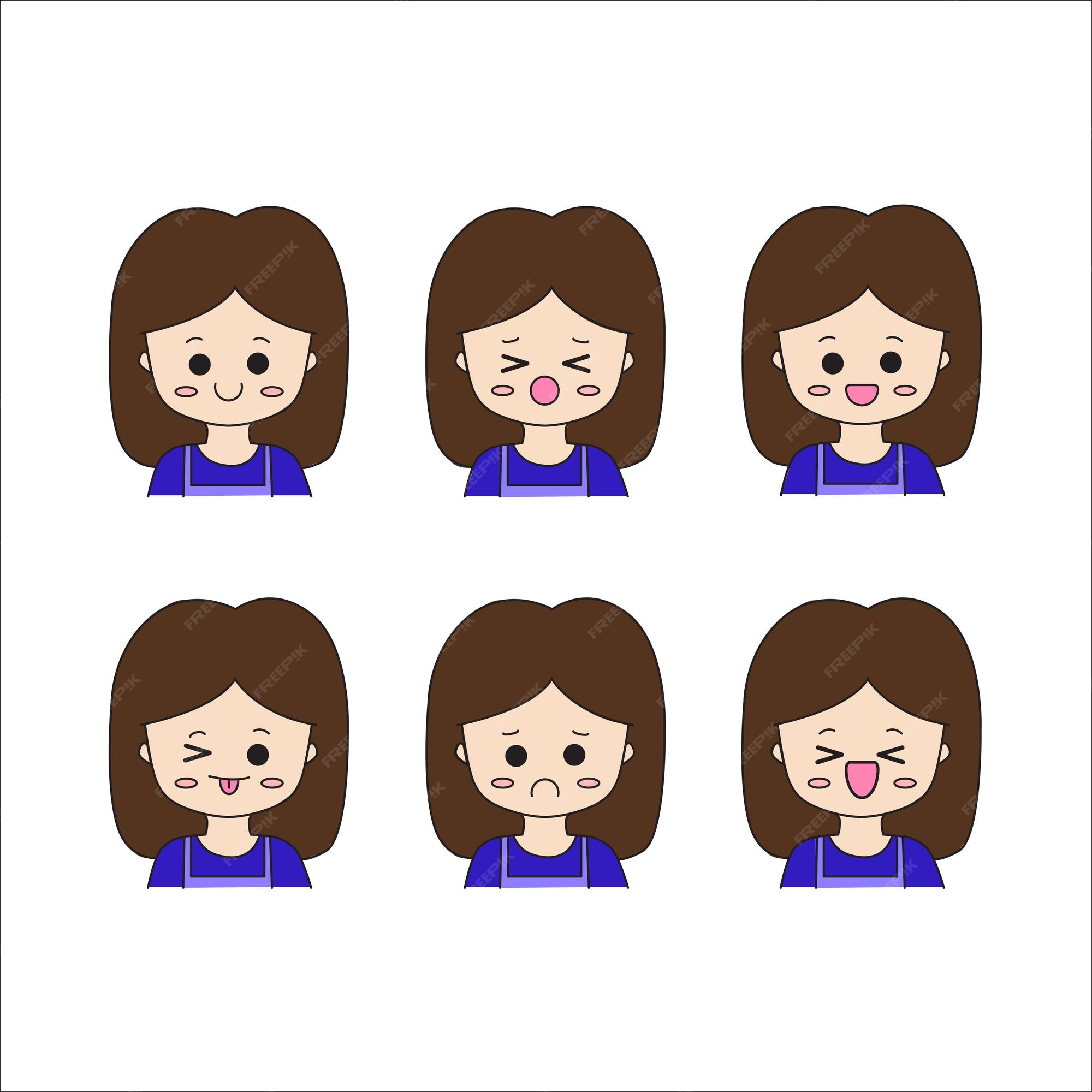 linda e simples emoticon de desenho animado emoji menina ou mulher