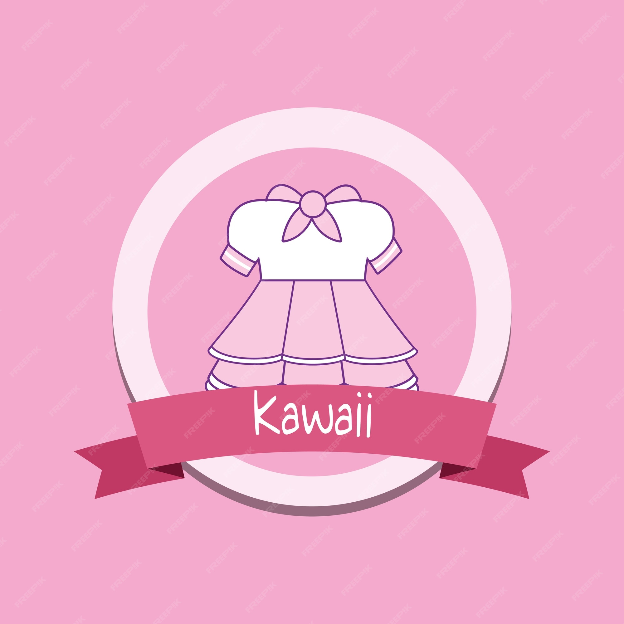 Linda garota roupas estilo kawaii com fita