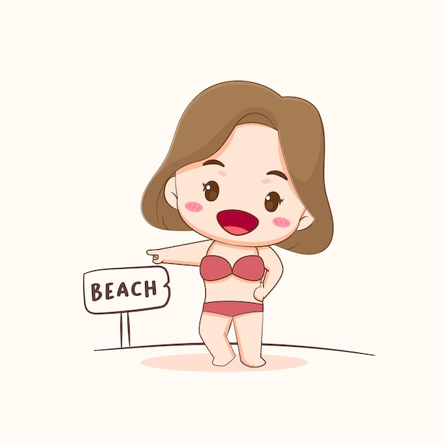 Linda garota usa biquíni andando na praia. férias de verão e férias.