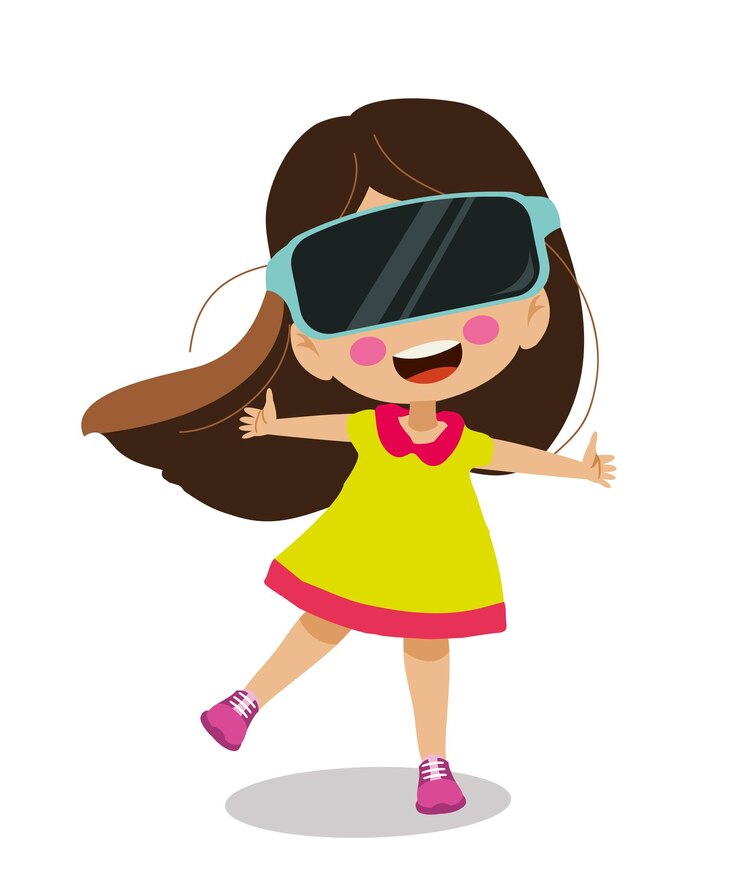Vetor linda garota usando óculos virtuais