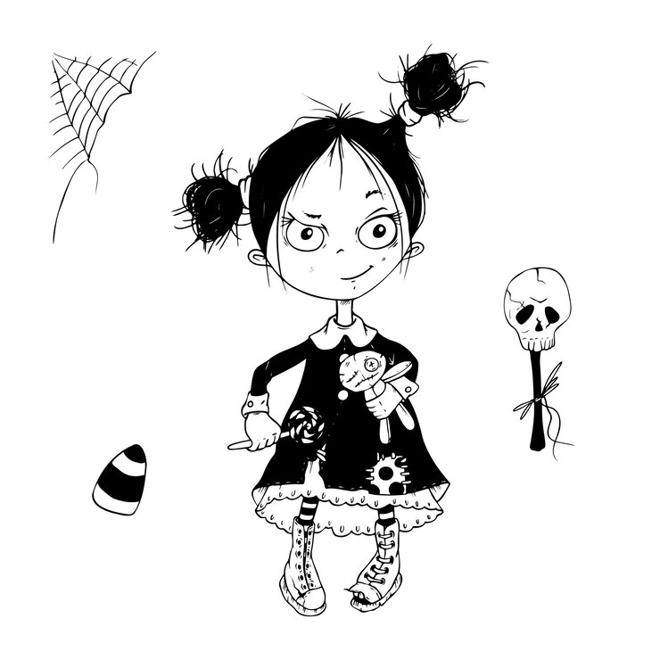 Vetor linda garota vampira para ilustração vetorial de halloween