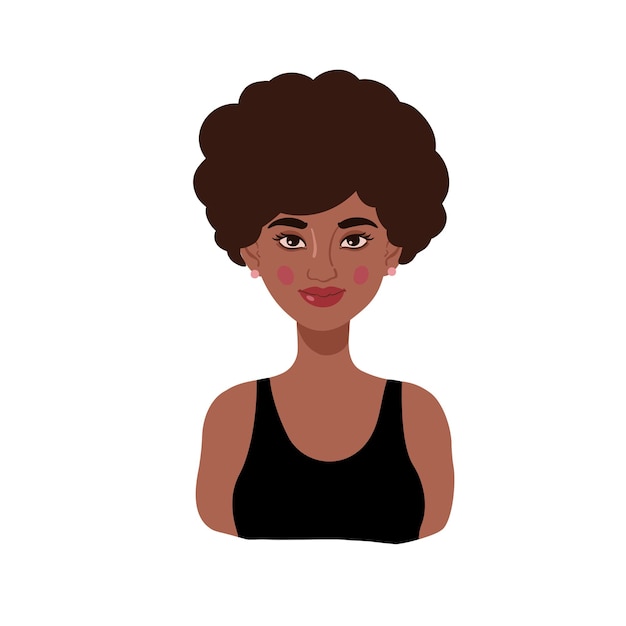 Vetor linda ilustração de mulher negra isolada em branco ilustração de moda de garota negra