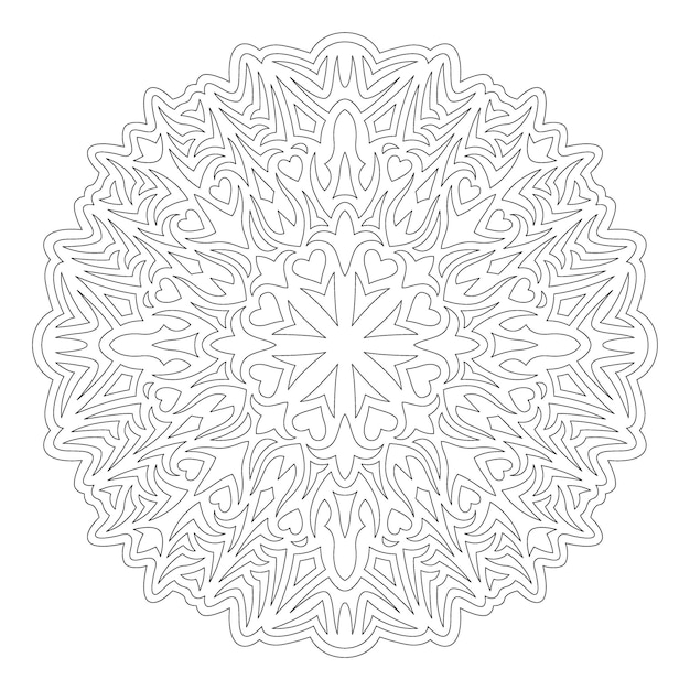 Linda ilustração vetorial linear monocromática para a página do livro de colorir do dia dos namorados com padrão tribal abstrato isolado no fundo branco