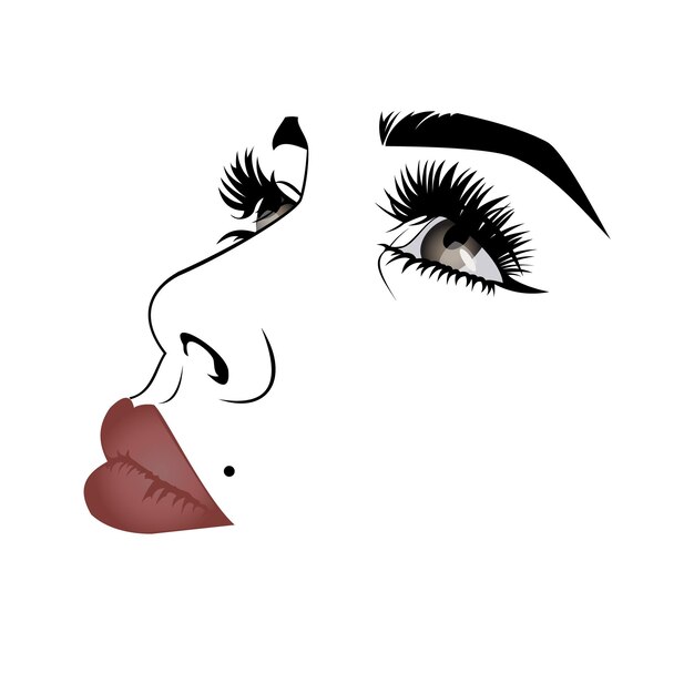 Linda jovem rosto ícone vetor logotipo de cosméticos maquiagem retrato de modelo de sinal de menina