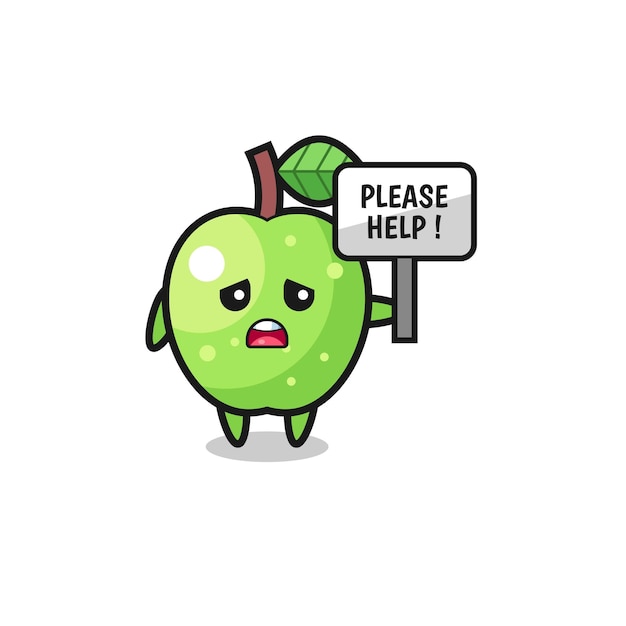 Linda maçã verde segure o banner por favor ajude