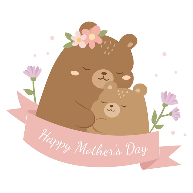 Linda mãe urso abraço bebê urso ilustração para o dia das mães