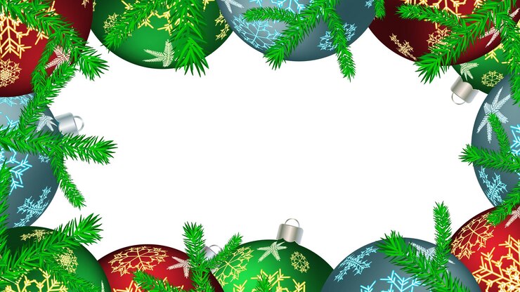 Vetor linda moldura festiva de inverno de natal para o ano novo com bolas redondas multicoloridas de natal
