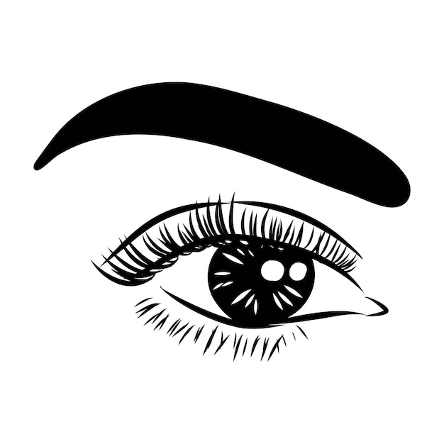 Linda mulher olhos preto e branco desenho esboço vetor moda ilustração