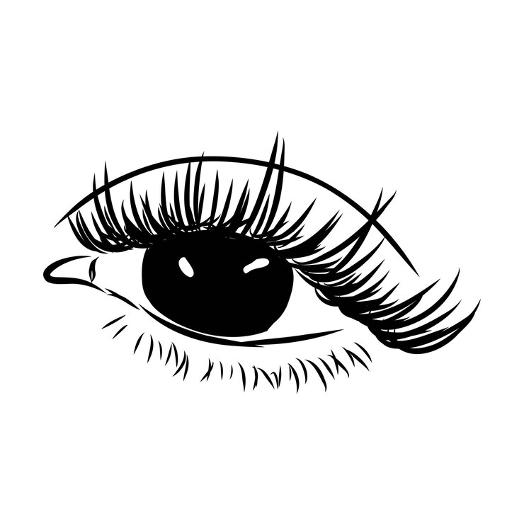 Vetor linda mulher olhos preto e branco desenho esboço vetor moda ilustração