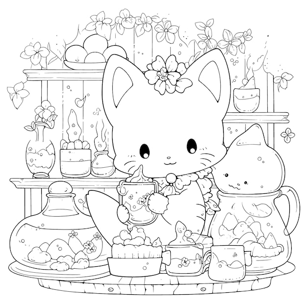 Desenho De Esboço Bebidas Kawaii Fofas Com Páginas Para Colorir