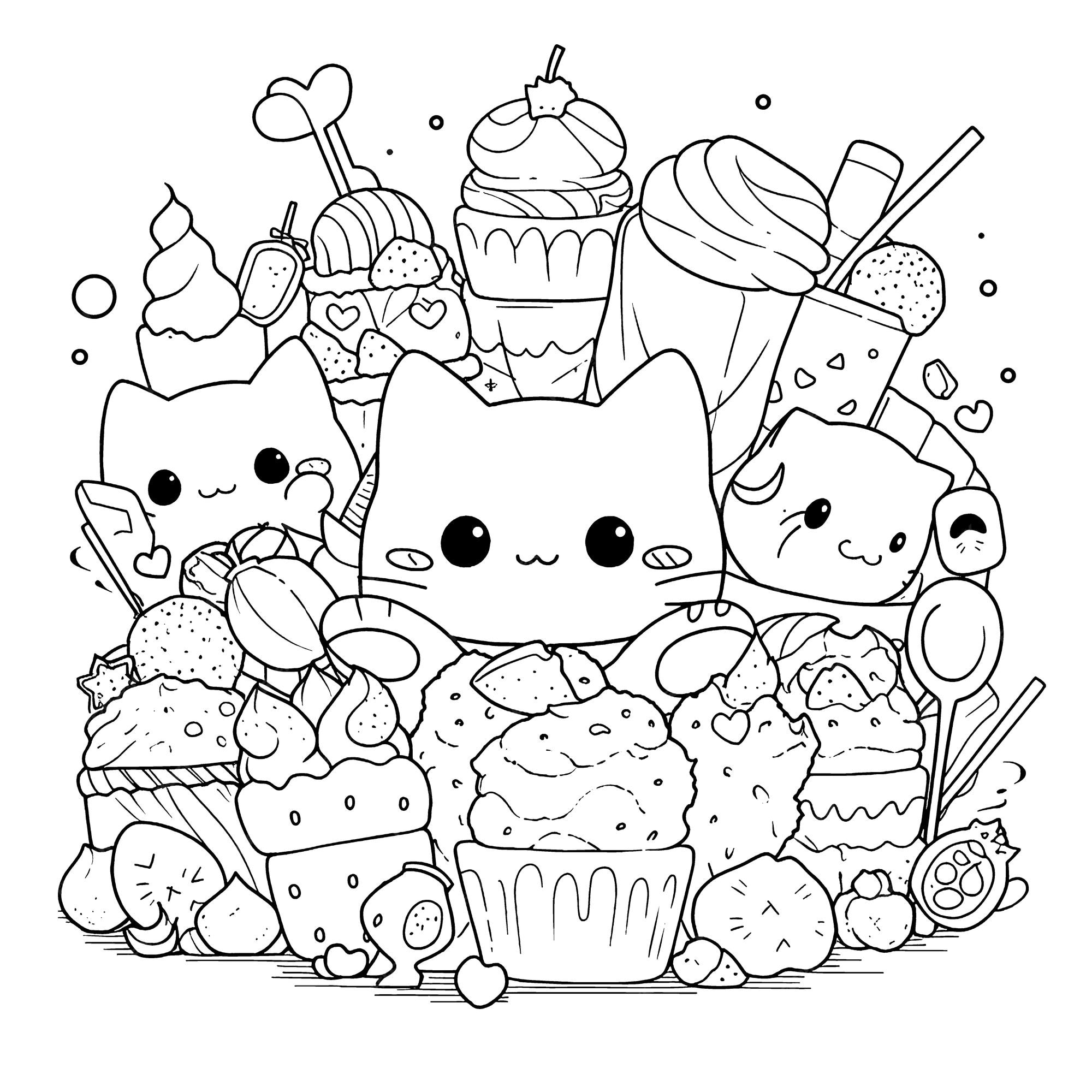  LIVRO DE CORAÇÃO KAWAII : Desenhos para colorir FOOD