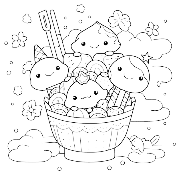 Desenho De Página Para Colorir Kawaii Com Um Animal Fofo E Esboço Flor  Vetor PNG , Desenho De Flor, Desenho De Animais, Desenho Kawaii Imagem PNG  e Vetor Para Download Gratuito