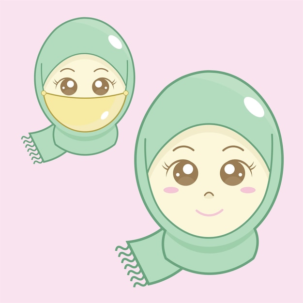 Linda personagem de desenho animado de garota hijab islamismo islâmico ilustração de ramadã 01