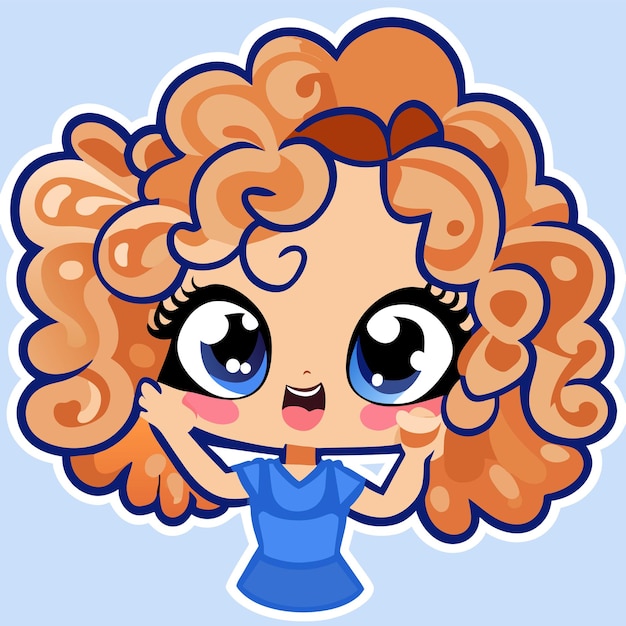 Linda princesa chibi menina desenhada à mão desenho animado adesivo ícone conceito ilustração isolada